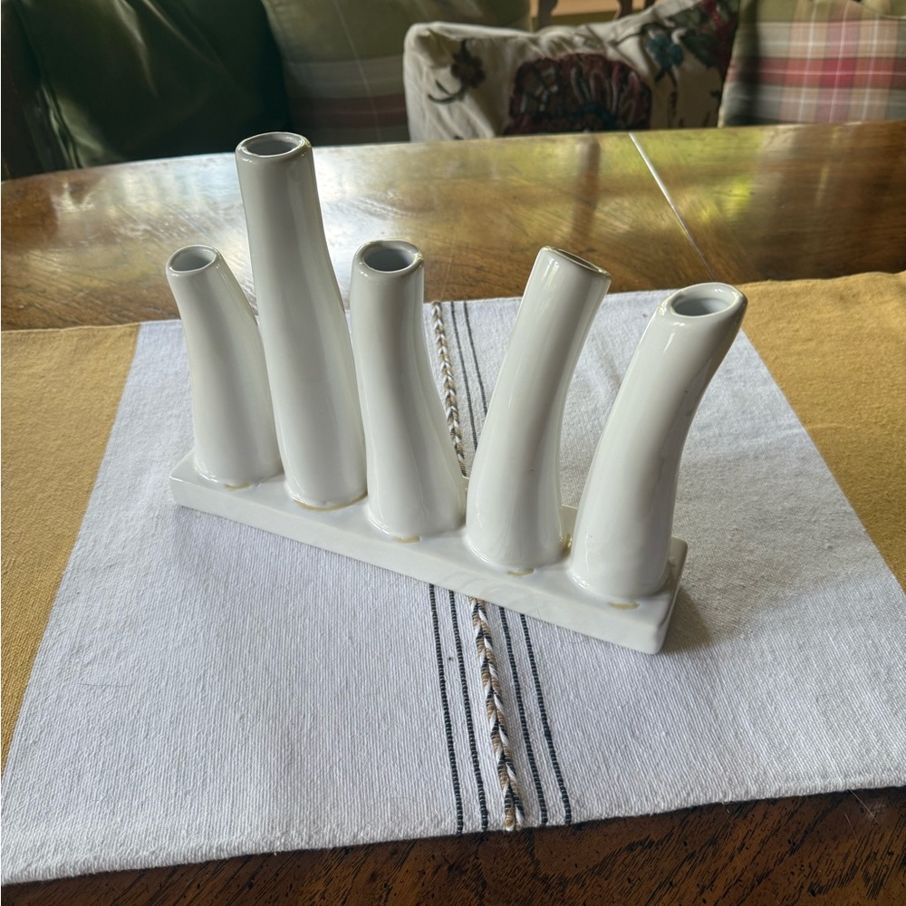 Contemporary Modern White Ceramic Tube Vase